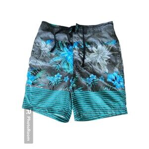 Speedo Mens Swim Trunks Large Blue Yellow  Board Shorts Pockets Lined Casual‎